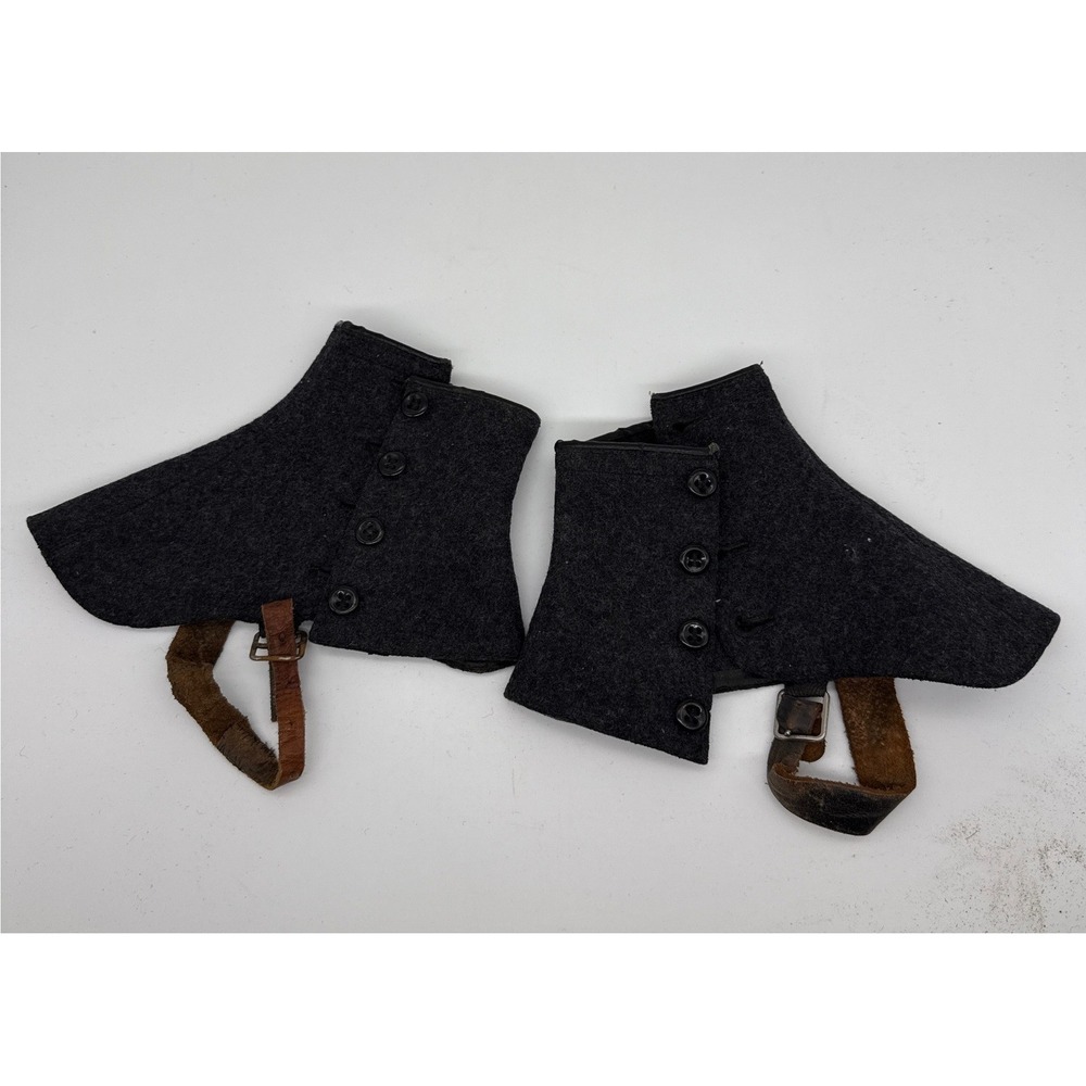 Antique Vintage Spats Gaiters Lot 4 Pairs 1 Single Wool Canvas Leather England - Picture 12 of 14